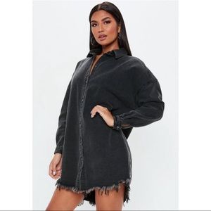 MISSGUIDED Black Oversized Shirt Dress